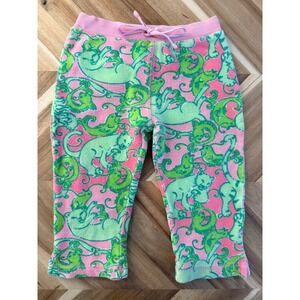 Vtg 90s Lilly Pulitzer Baby Girl 6/12 Pink Green Lion & Fish Pants White label